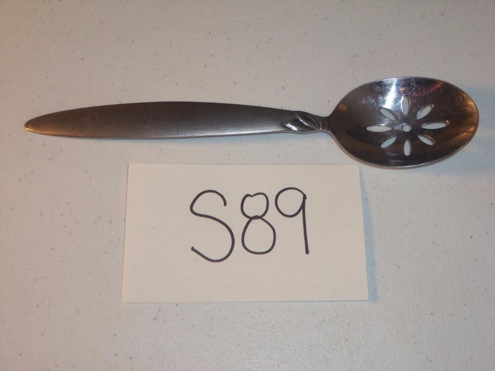 Pfaltzgraff Satin Laurel Pierced Solid Serving Spoon Stainless 18/0 -0316S89